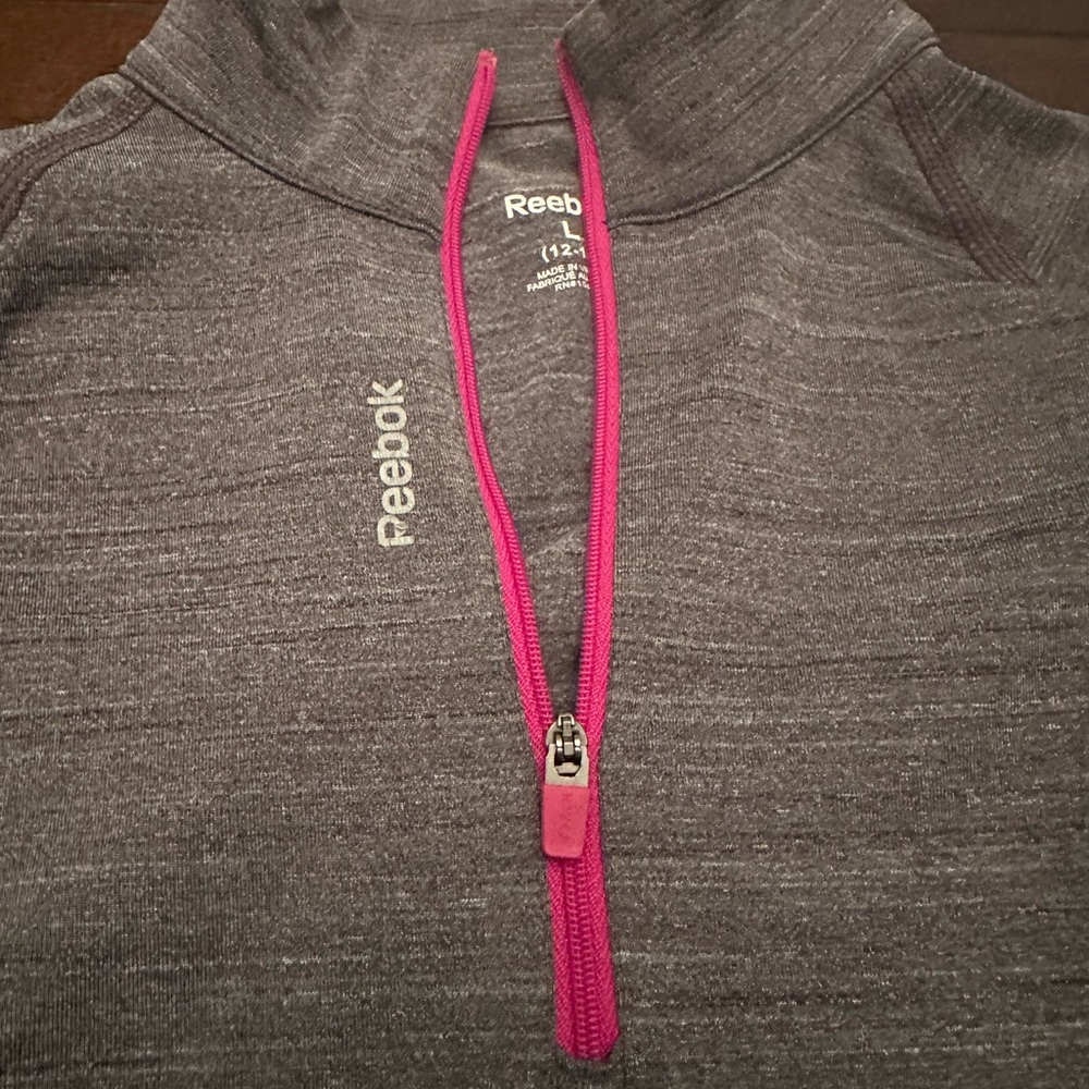 Reebok Charcoal and Magenta Quarter-Zip Top